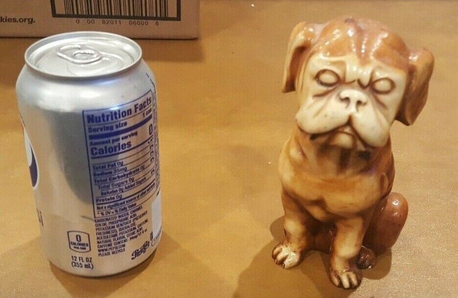 Vintage Ceramic English Bulldog Statue Sitting Dog Heavy Wrinkly Pooch Doorstop