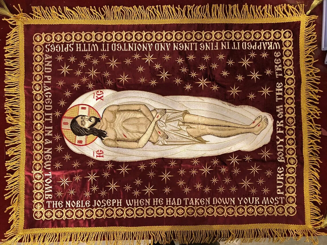 Orthodox church embroidered shroud MEDIUM 25x36