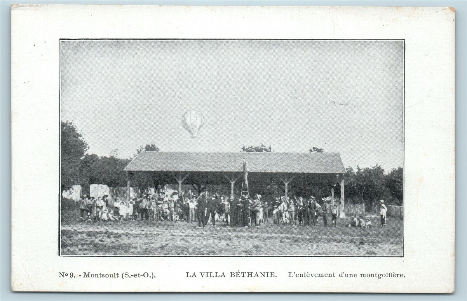 Postcard La Villa Bethanie France The Removal Of A Hot Air Balloon c1900s G33