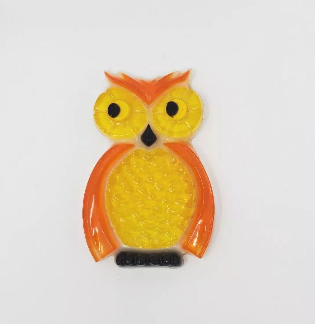 Vintage 1960\'s Lucite Owl Spoon Rest Wall Hanging Kitsch Orange Lucite Resin
