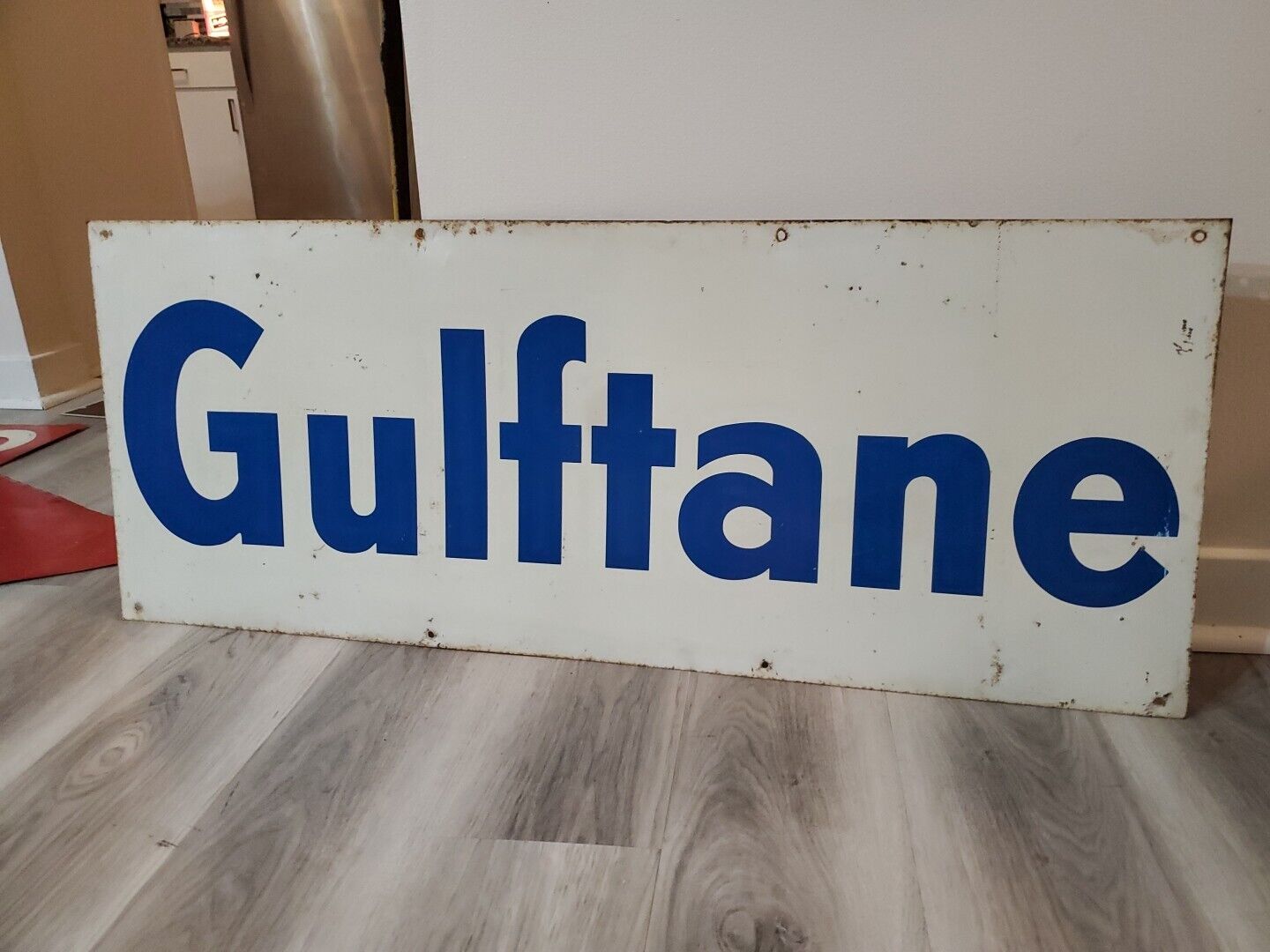 c.1950s Original Vintage Gulftane Gas Sign Metal Gulf Oil Florida Premium Rare 