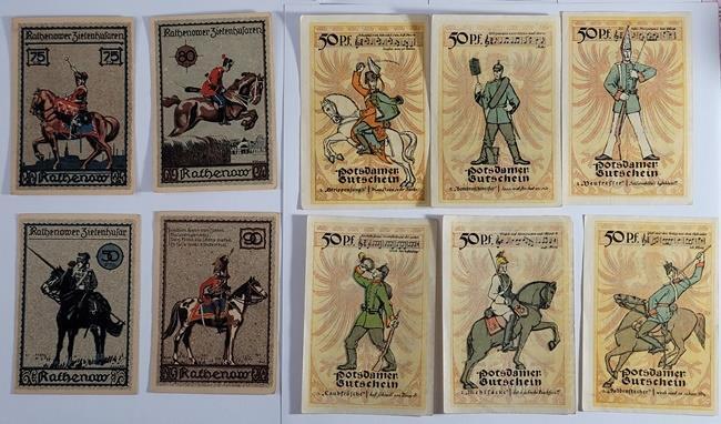 Prussian Military in Potsdam and Rathenow 1921 Germany 10 Pc Lot Notgeld Unc