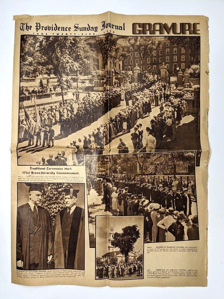 Vtg Providence Journal Newspaper Brown University Commencement RI Ephemera 1939