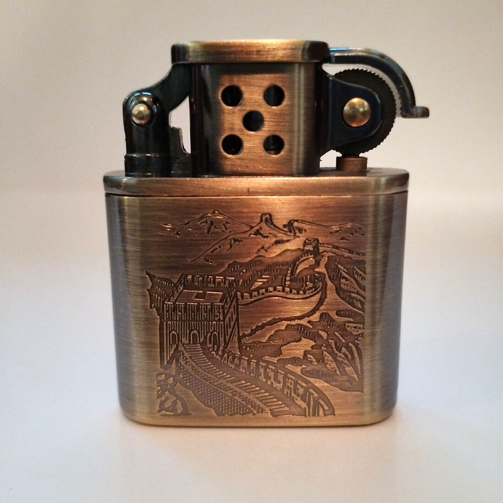 Zorro 506 Great Wall of China - Brass Petrol Lighter - with Gift Box & Flints