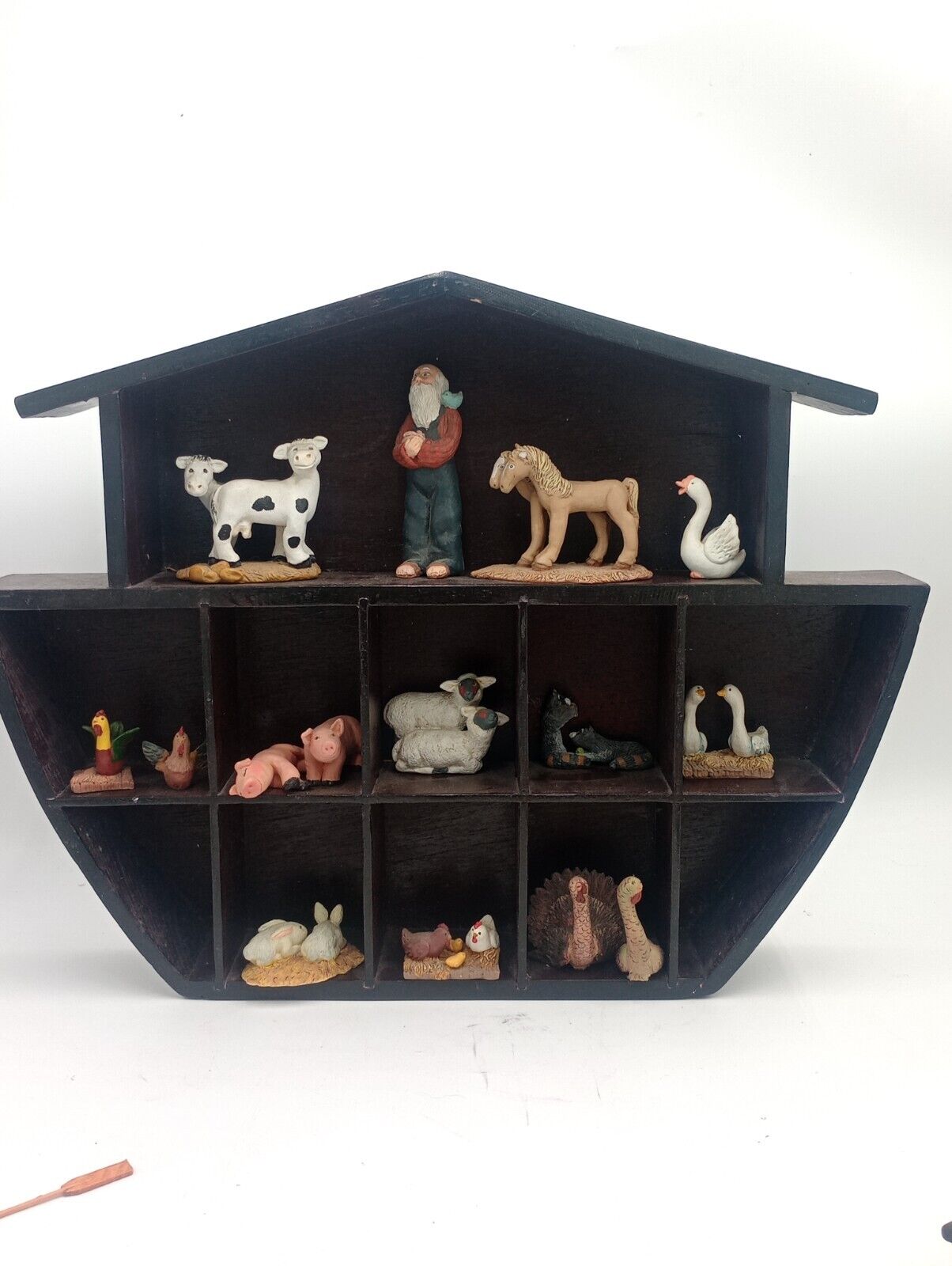 Vintage Noah's Ark Miniatures Display 15 x19.5 Display Christian Religious 