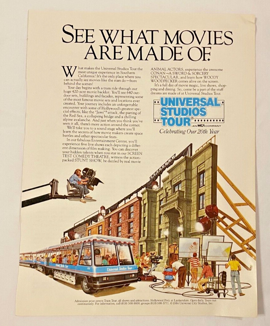 Snickers 1984 Olympic Sponsor Universal Studios Tour 20th Year Vintage Print Ad