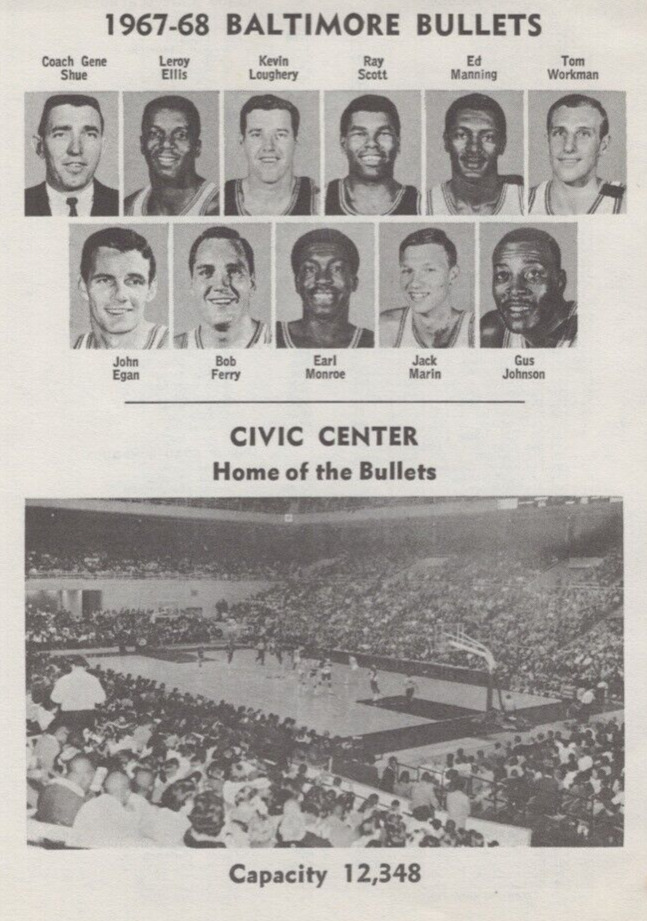 1967-1968 NBA Baltimore Bullets Team Earl Monroe Vintage Print Ad Profile