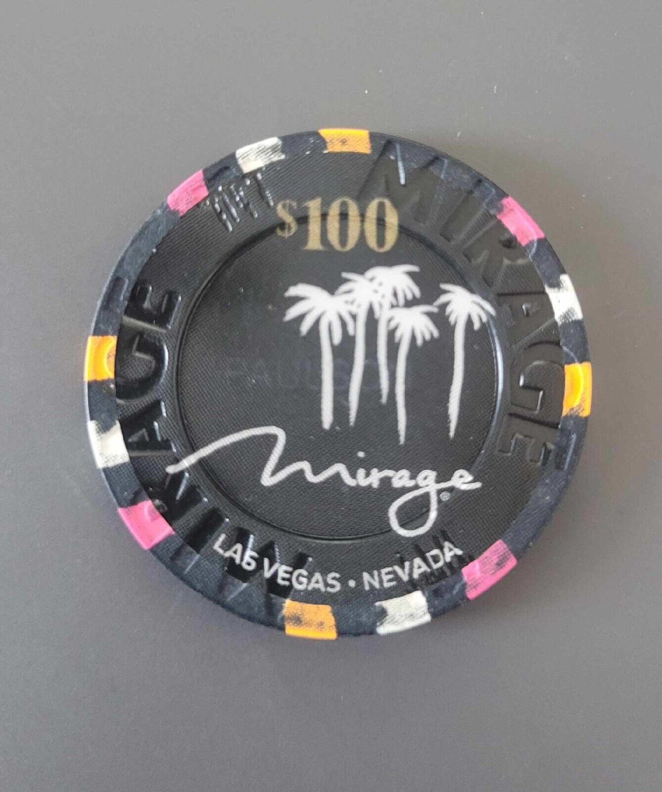 Mirage Las Vegas $100 Casino Chip. Limited Edition Golden Knights Stands On Edge