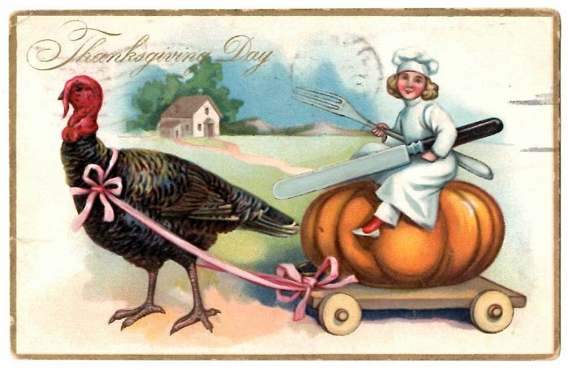 Thanksgiving Day Raphael Tuck & Sons No 123 Postcard Turkey Pumpkin 1908 Emboss
