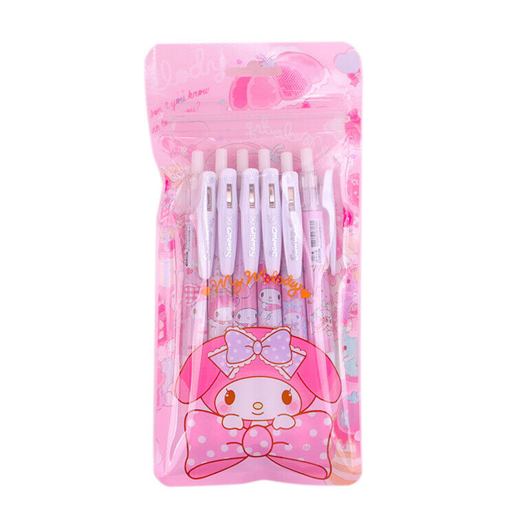 6pcs/set Cute Girl's Pink My Melody Gel Pen Black Ink 0.5mm School Study Office