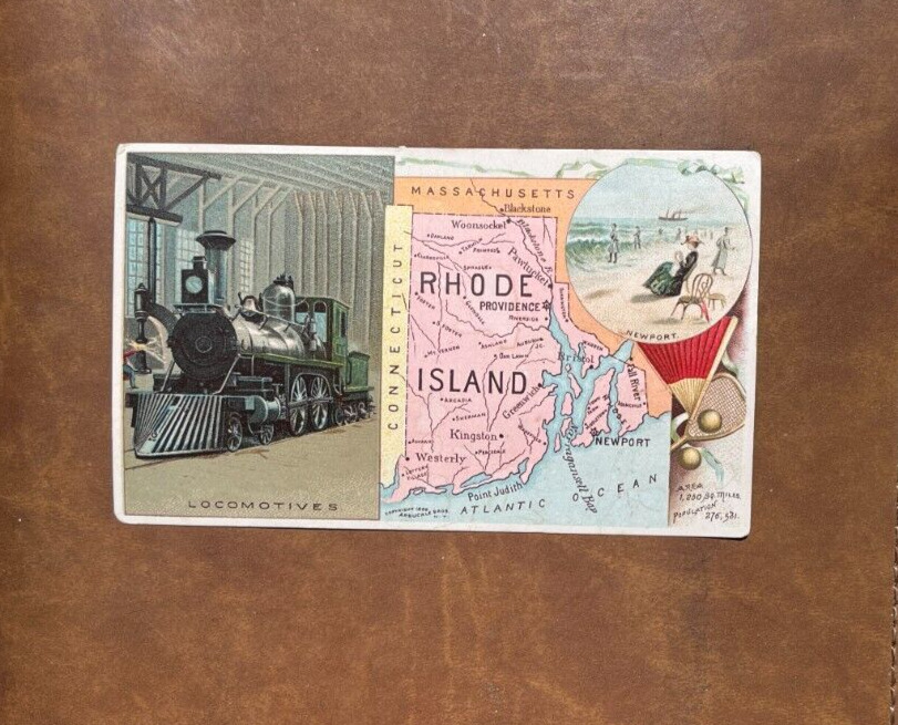 1889 Arbuckles\' Ariosa Coffee Advertising Trade Card - Rhode Island-Locomotive