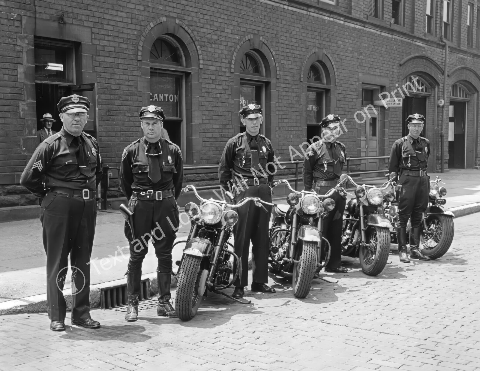 1951 Police Motorcycle Patrol, Canton, Ohio Vintage Old Photo Reprint