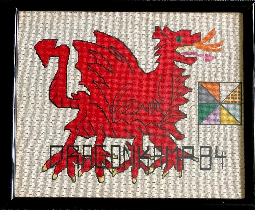 Vintage Framed Knitted Welsh Flag