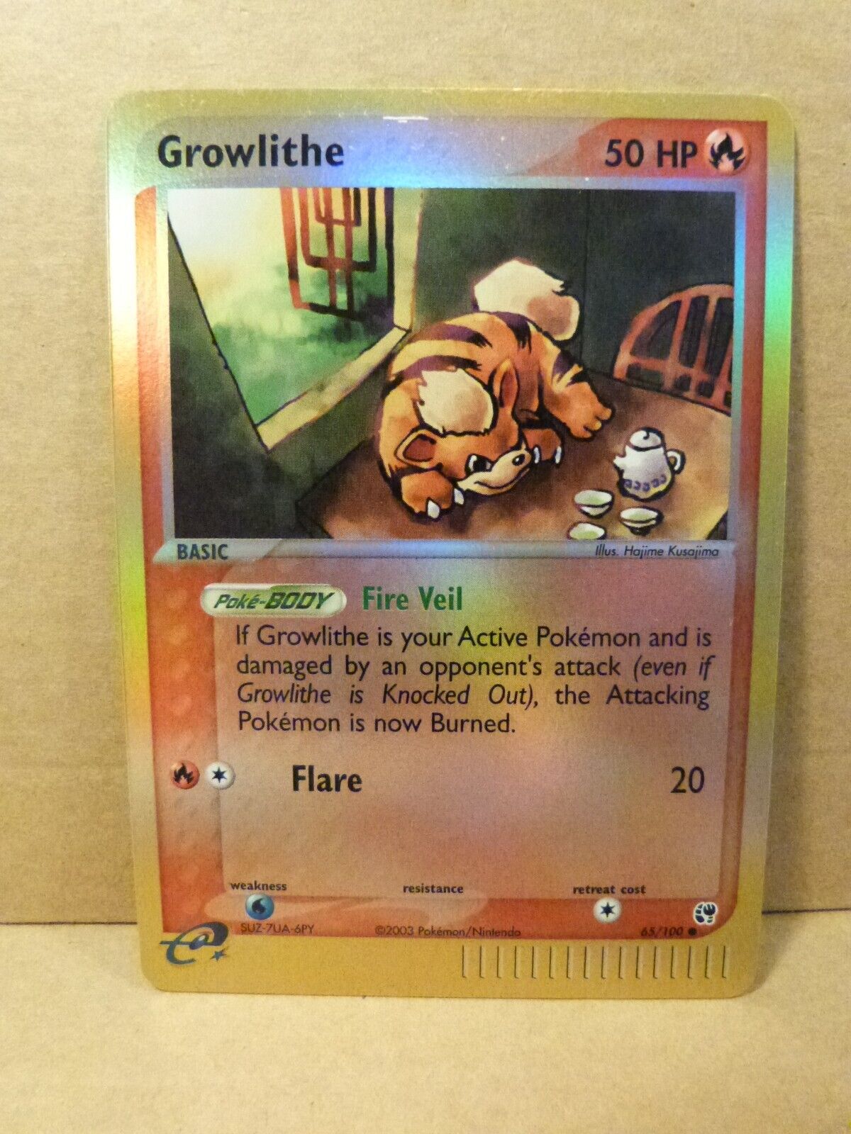 Pokemon Reverse Foil Card: Growlithe  65/100  (Ex Sandstorm Set)