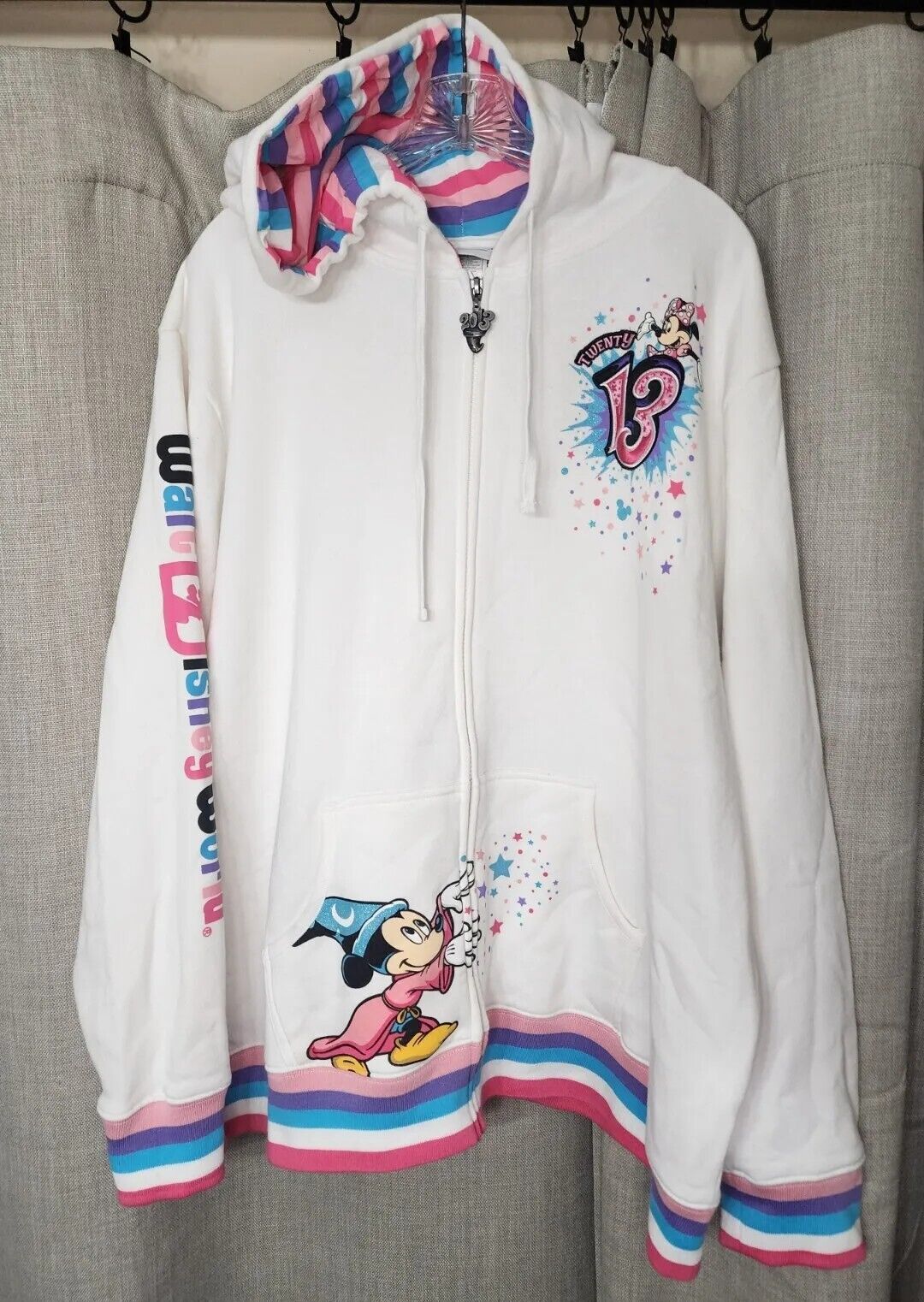 Rare Disney Parks Disneyworld 2013 Embroidered Mickey Friends Zipper Sweater 3X
