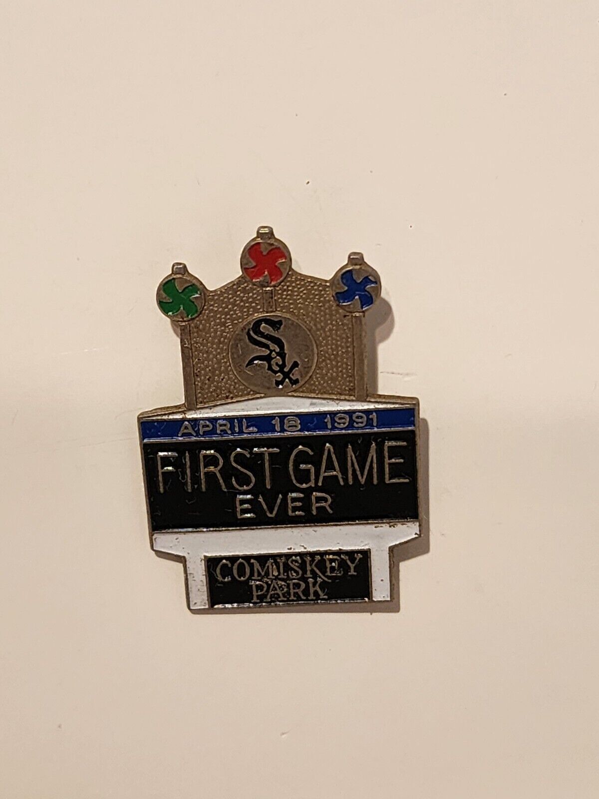 Chicago White SOX Comiskey Park First Game Ever April 18 1991 Pin