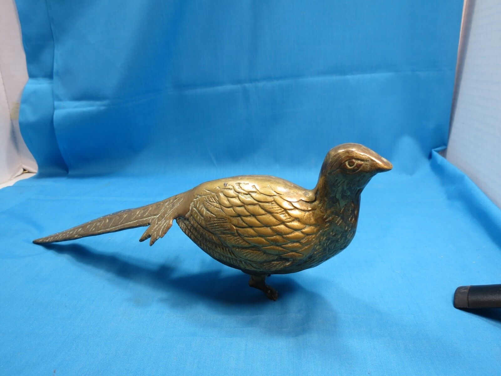 Large Mid Century Brass Pheasant Figurine Bird Long Tail MCM SIZE 12\