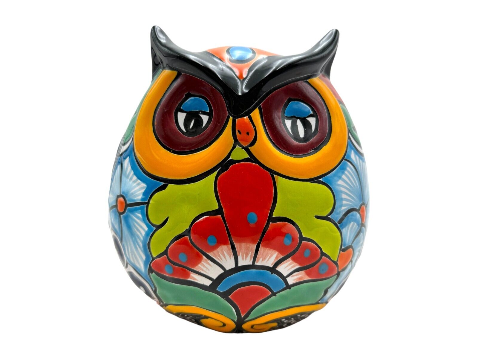 Talavera Owl Planter Pot Mexican Pottery Folk Art Indoor Outdoor HomeDecor 9.25\