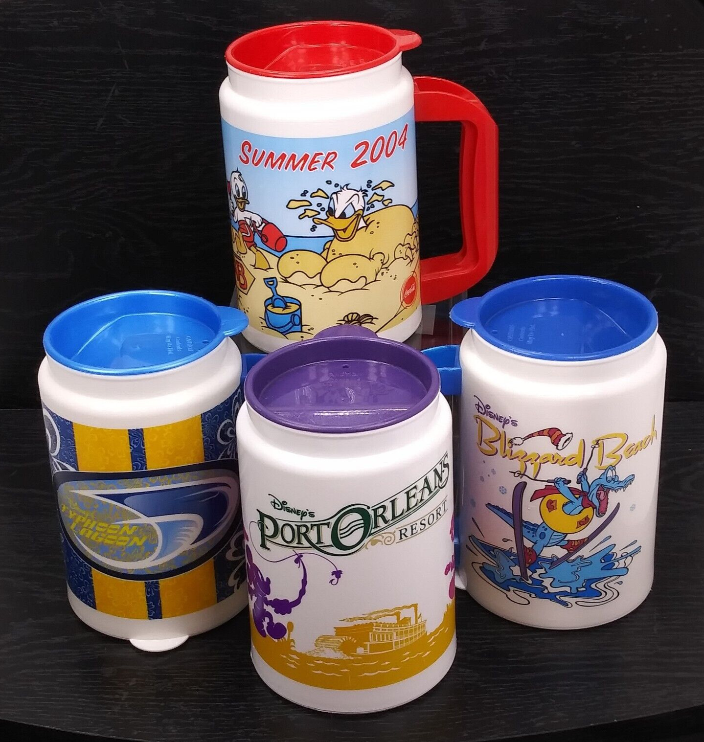Lot of 4 Vintage Disney Parks Mug Typhoon Blizzard Port Orleans Donald Souvenirs