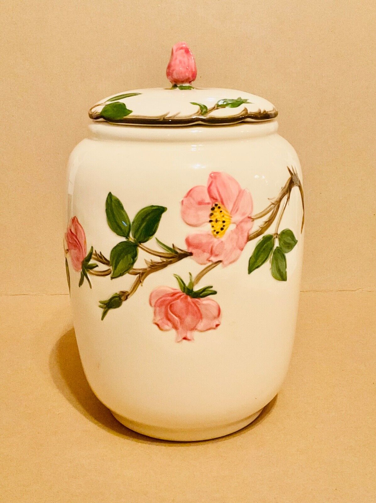 Vintage Franciscan Desert Rose Jar Canister with lid