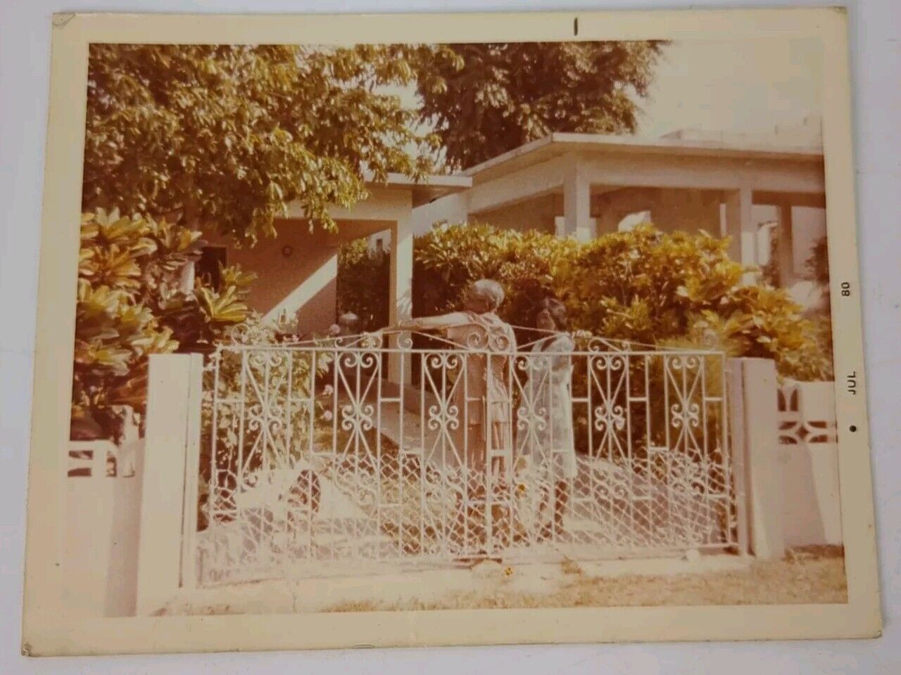 Vintage 1970s Found Photograph Photo African American Women Beautiful Home Gated