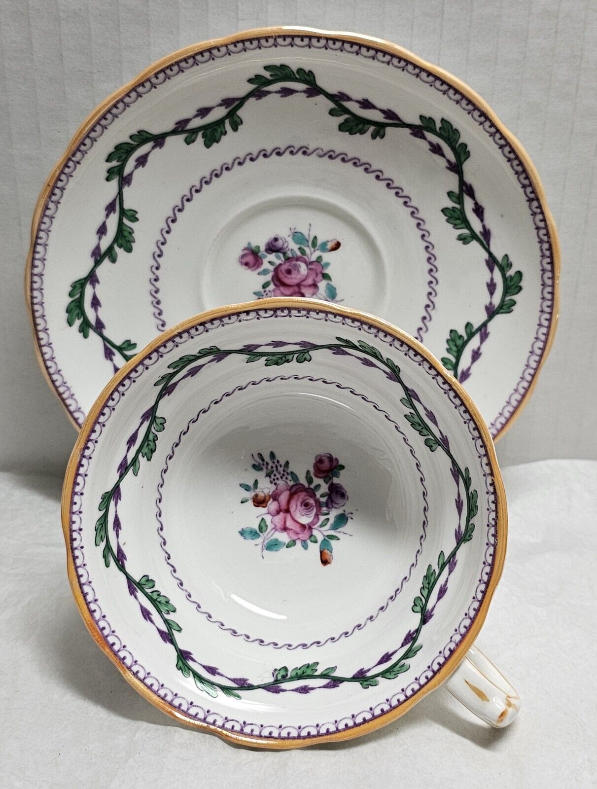 Vintage Teacup And Saucer Set Copelands Grosvenor China England Floral 