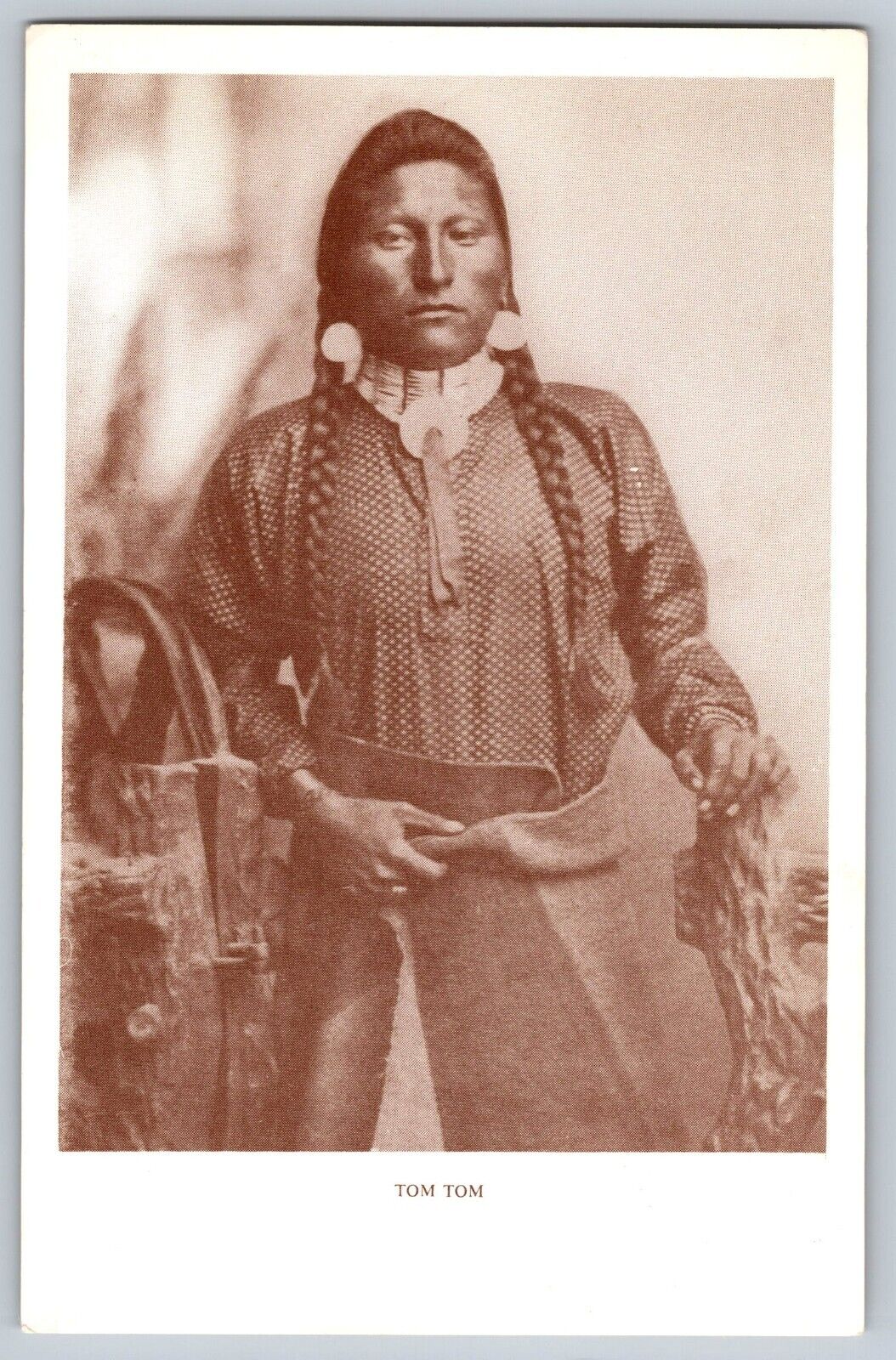Native American Indian Chief Black & White Portrait Postcard: \