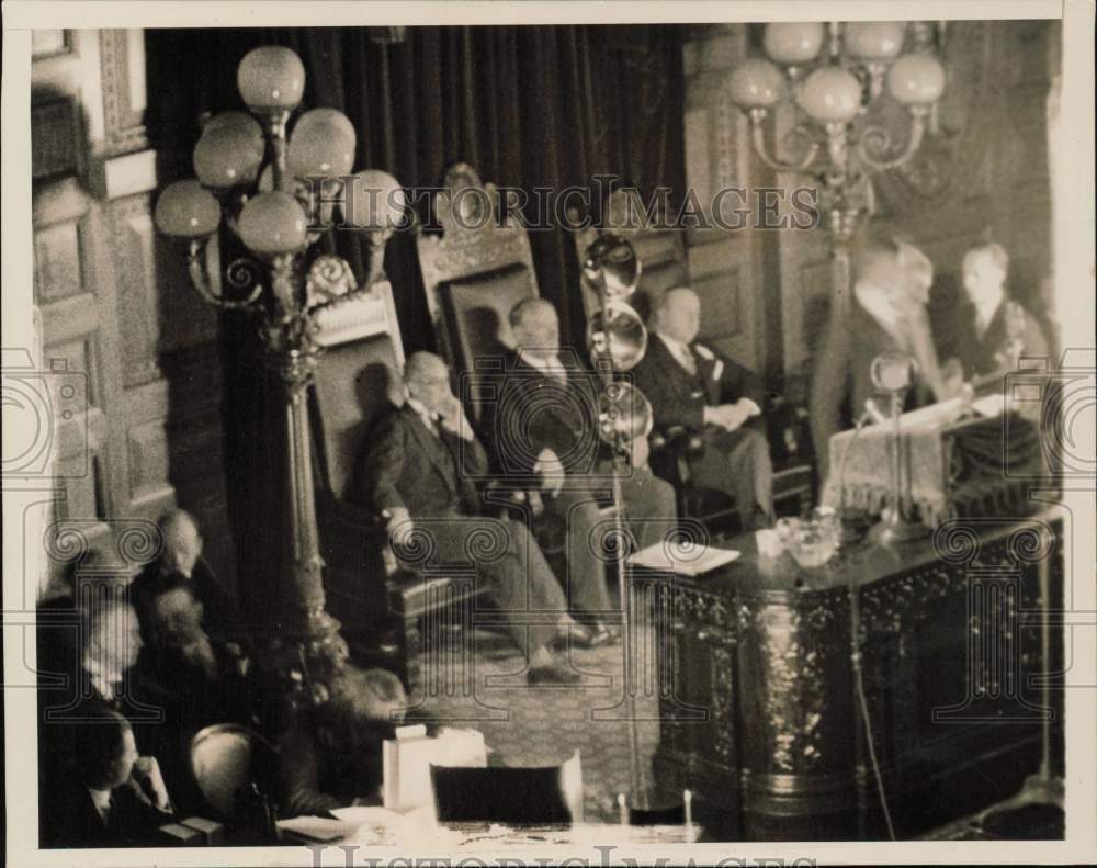 1935 Press Photo Governor James M. Curley inauguration ceremonies, Massachusetts