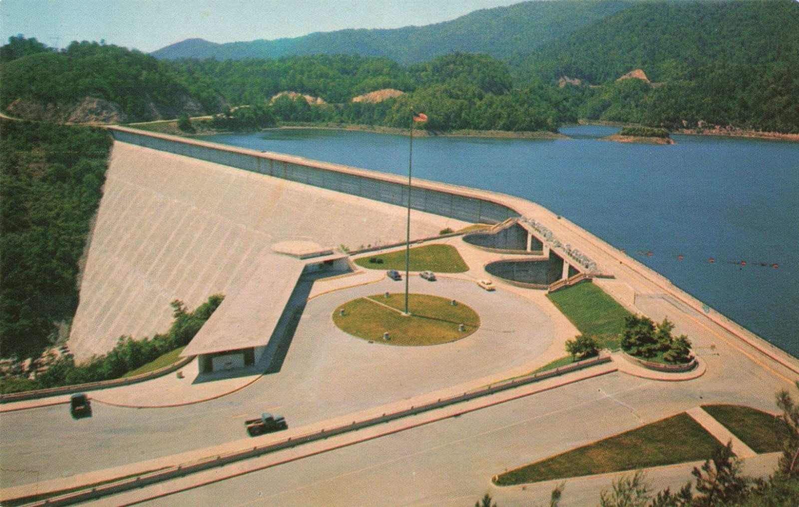 Fontana Dam NC North Carolina, Observation Building, Vintage Postcard
