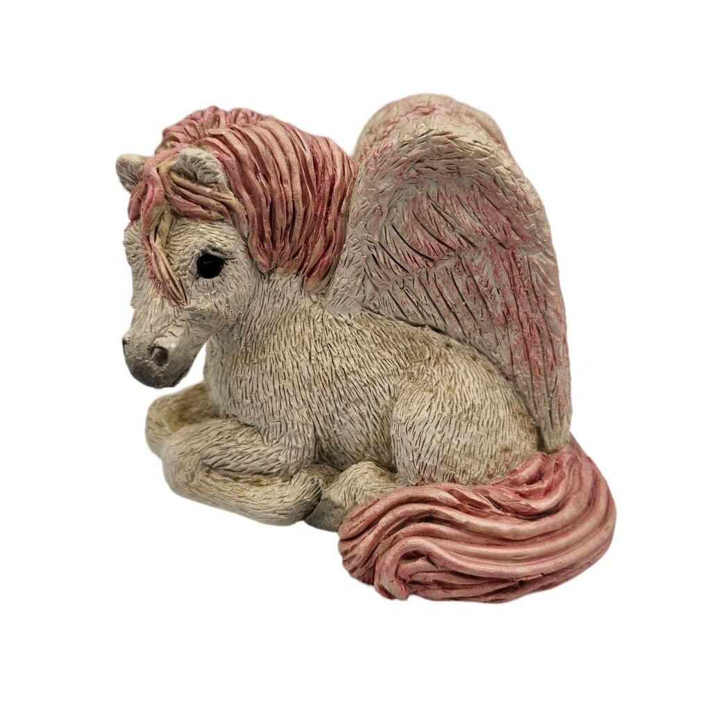 Vintage Stone Critter Unicorn United Design Corp USA Figurine Pegasus Painted