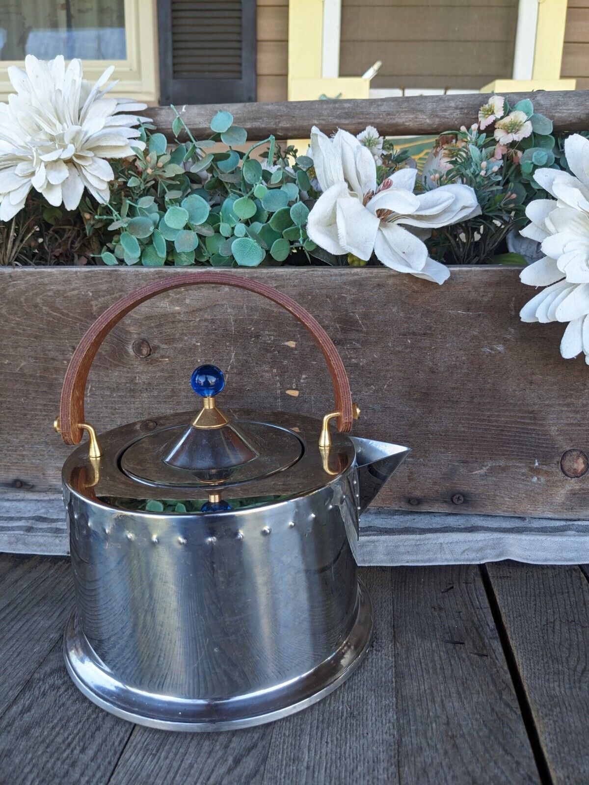 Vintage Bodum - C. Jorgensen Design - Stainless Steel Teapot w/ Wooden Handle