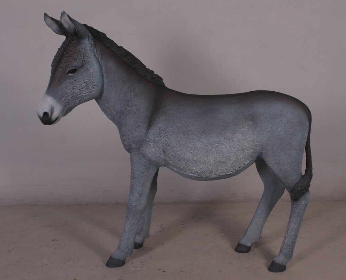 Grey Donkey Mule With No Basket Resin Decor Life Size Statue Desert Prop Display