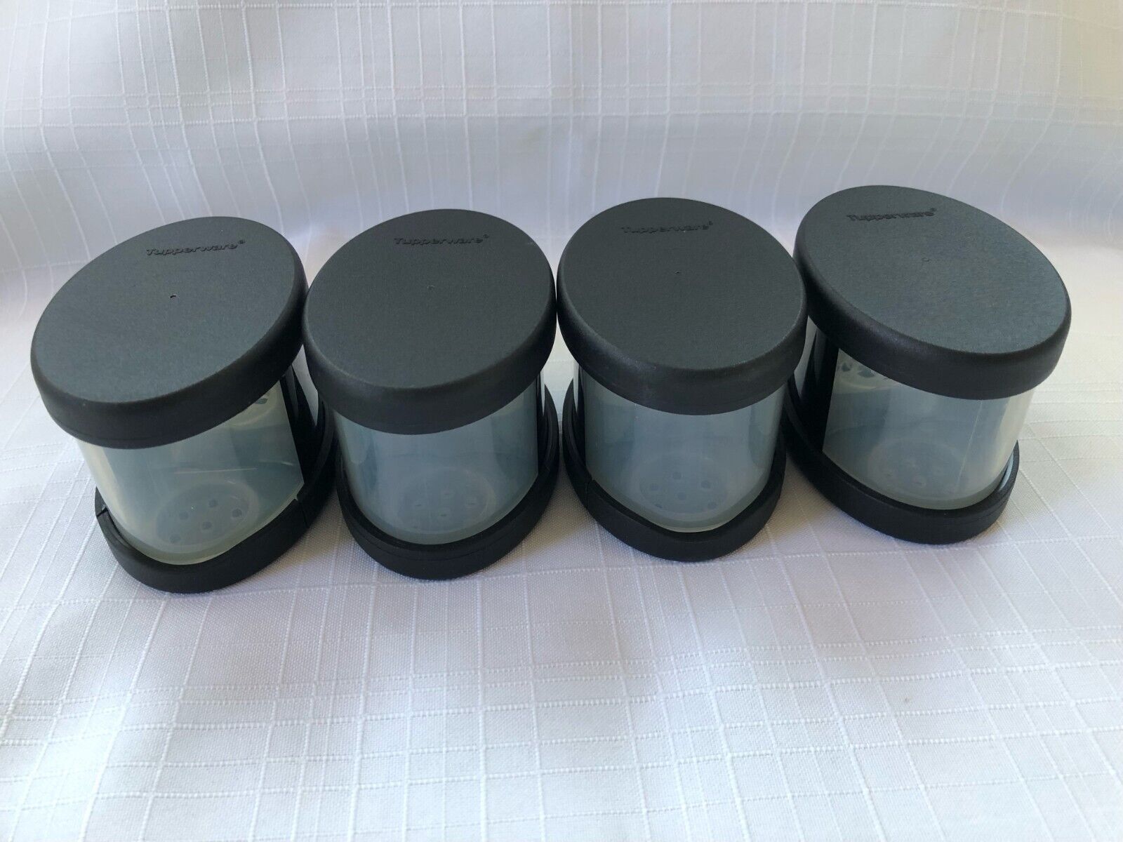 Set of 4 NEW TUPPERWARE SPICE Containers 4055 Black Modular Mate Made In France