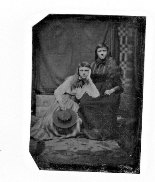 Delightful Affectionate Women Leaning on Lap Tintype Antique