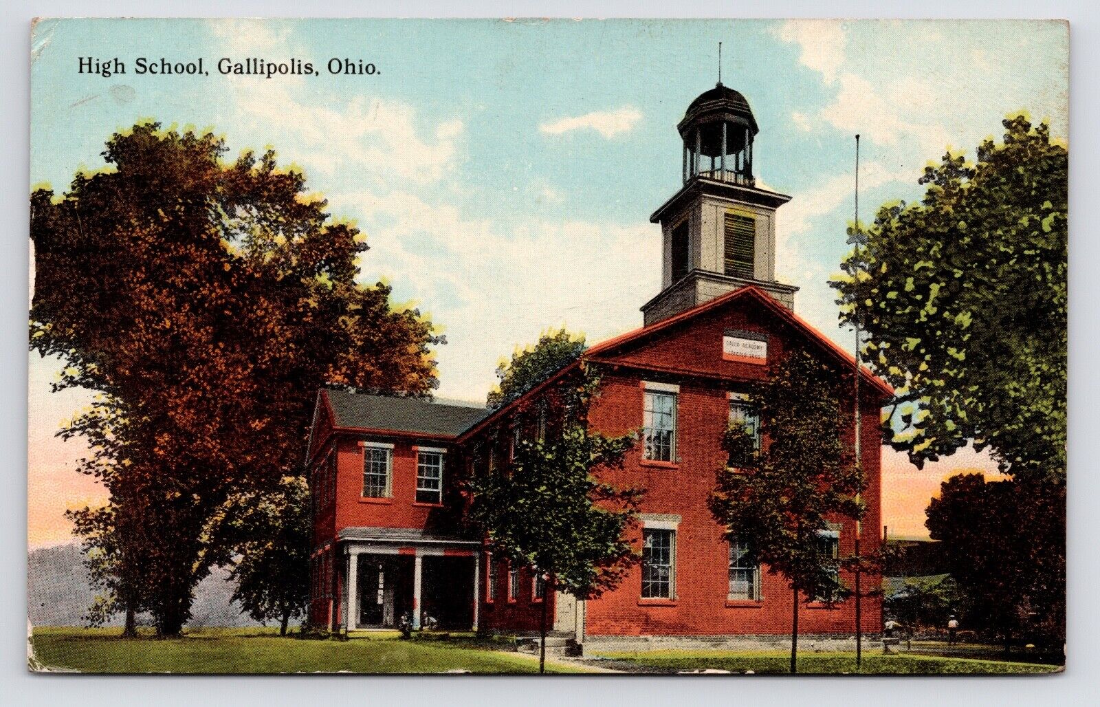 c1908 Old High School Building Exterior View Gallipolis Ohio OH Antique Postcard