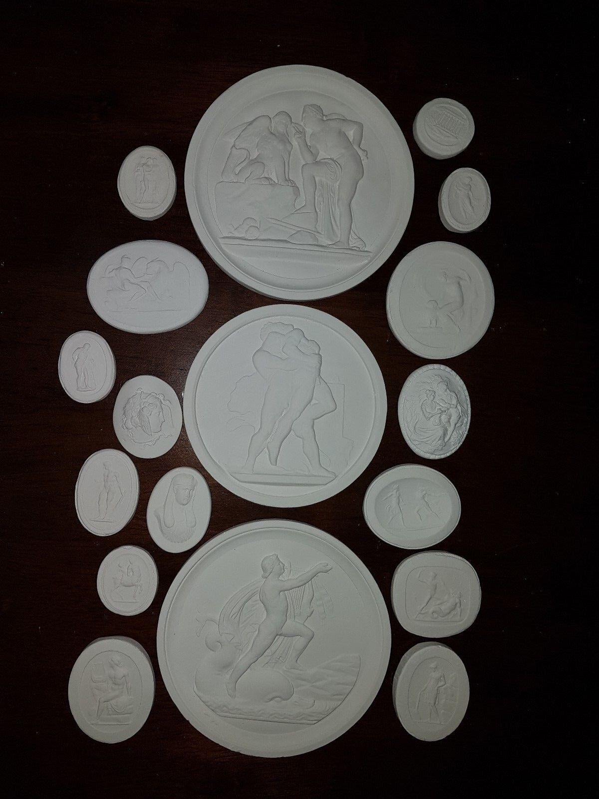 #2 18 Grand Tour Cameo Intaglios Medallions Seal Plaster Tassie miniatures Scene