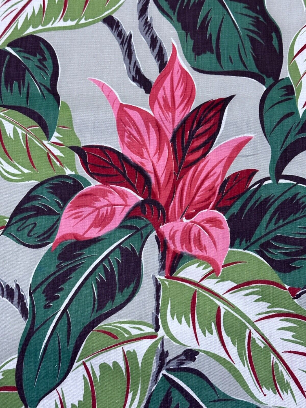 1930\'s Hawaiian Cordyline Tropical Leaf Art Deco Barkcloth Era Vintage Fabric
