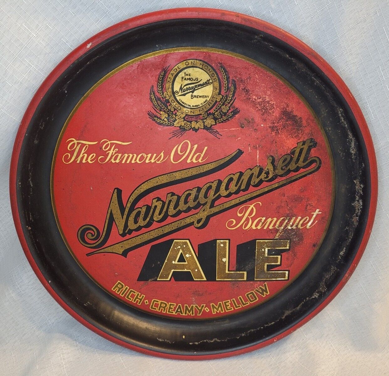 Vintage/Antique Narragansett Banquet Ale Metal Beer Tray Rhode Island USA