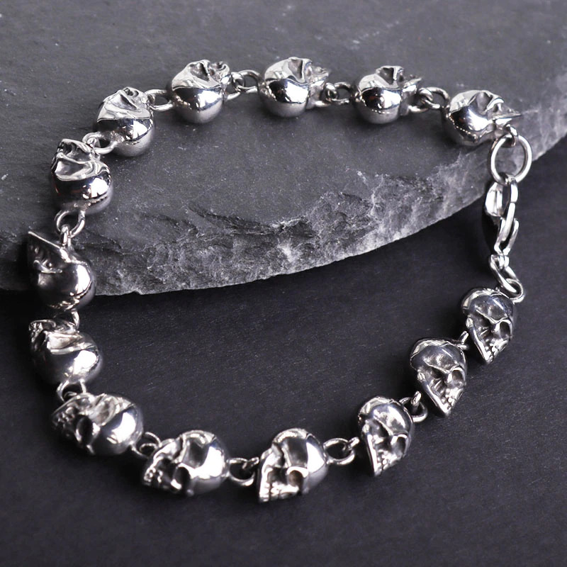 1PC Fashion Jewelry Silver Tiny Skulls Link Chain Bracelet Gift Reiki