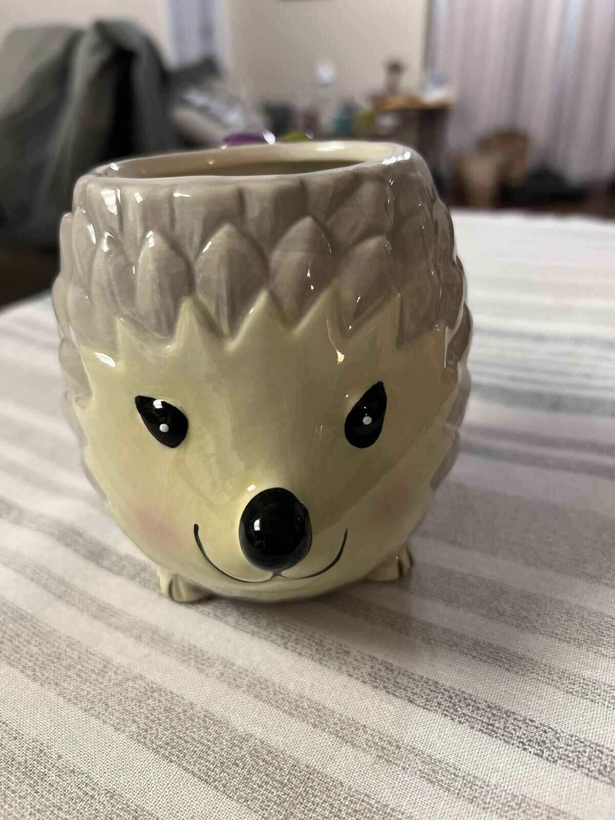 Ceramic Hedgehog Flower Coffee Cup Mug Mainstays NEW 17 oz.