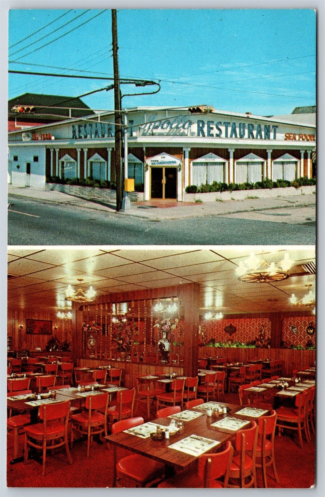 Postcard NJ Wildwood Apollo Restaurant Interior Exterior Views c1950s A47