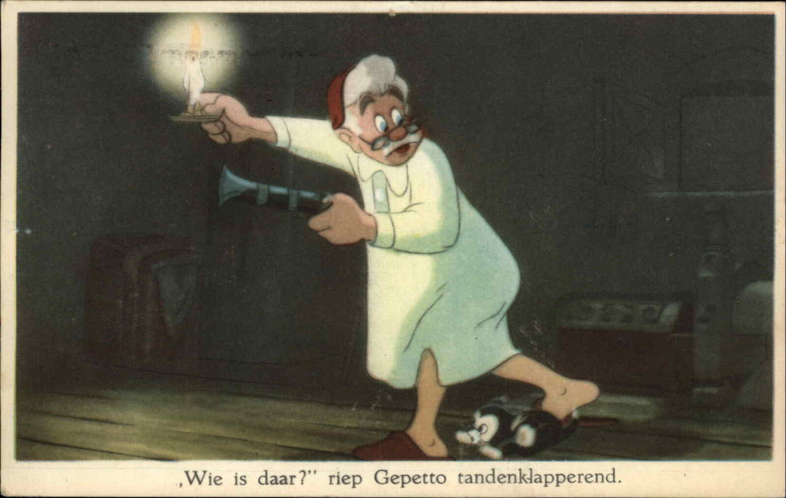 Walt Disney Pinocchio Gepetto Dutch Language Film Scene Vintage Postcard