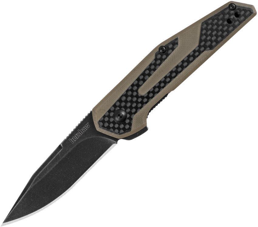 Kershaw Fraxion Linerlock Black/Tan G10/CF Folding Pocket Knife 1160TANBWX