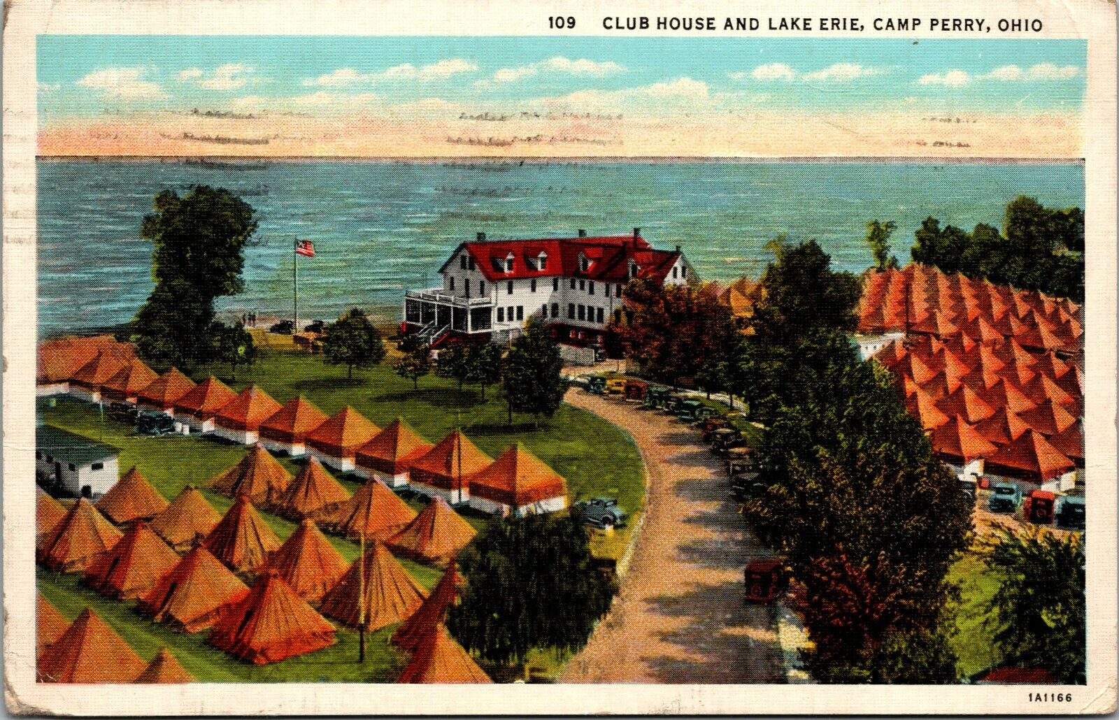 Ohio, OH, Camp Perry, Club House & Lake Erie 1930\'s Postcard