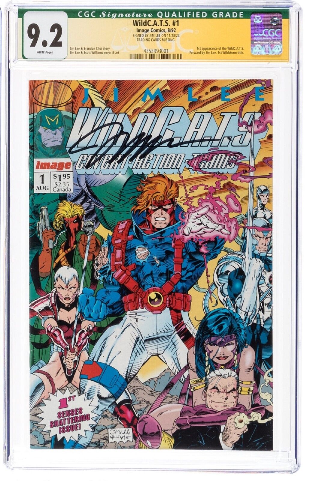 WILDCATS #1 Signed By Jim Lee 1993 Image Comics 1st app first appearance 9.2 CGC