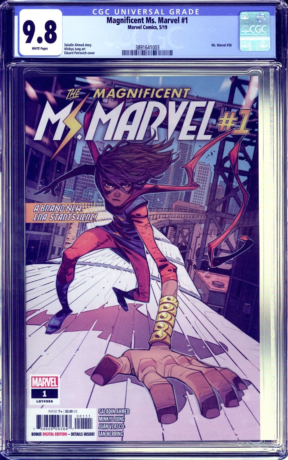 MAGNIFICENT MS MARVEL #1 CGC 9.8 *NEAR MINT/MINT (May 2019) * white pages