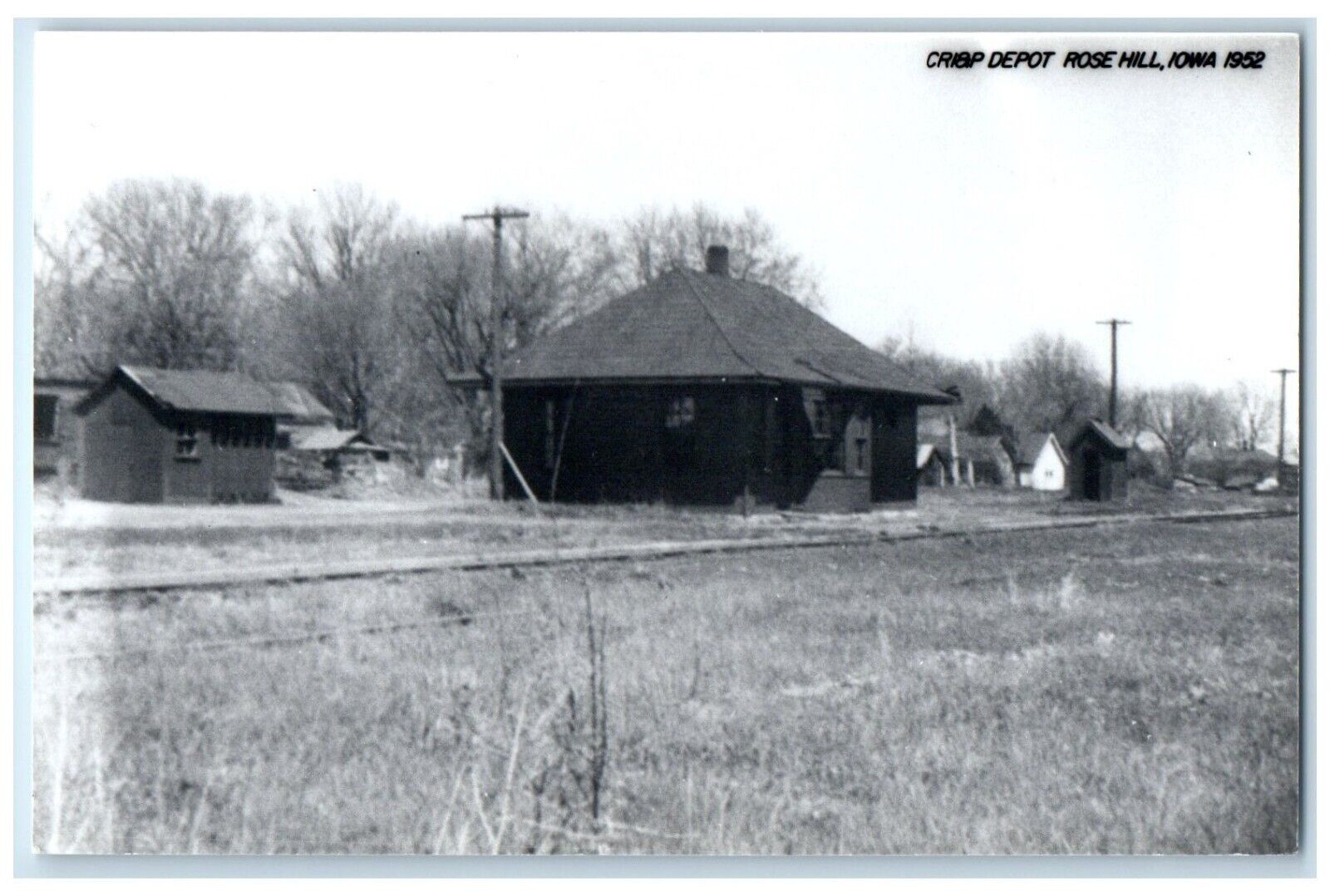 c1952 CRI&P  Rose Hill Iowa IA Railroad Train Depot Station RPPC Photo Postcard