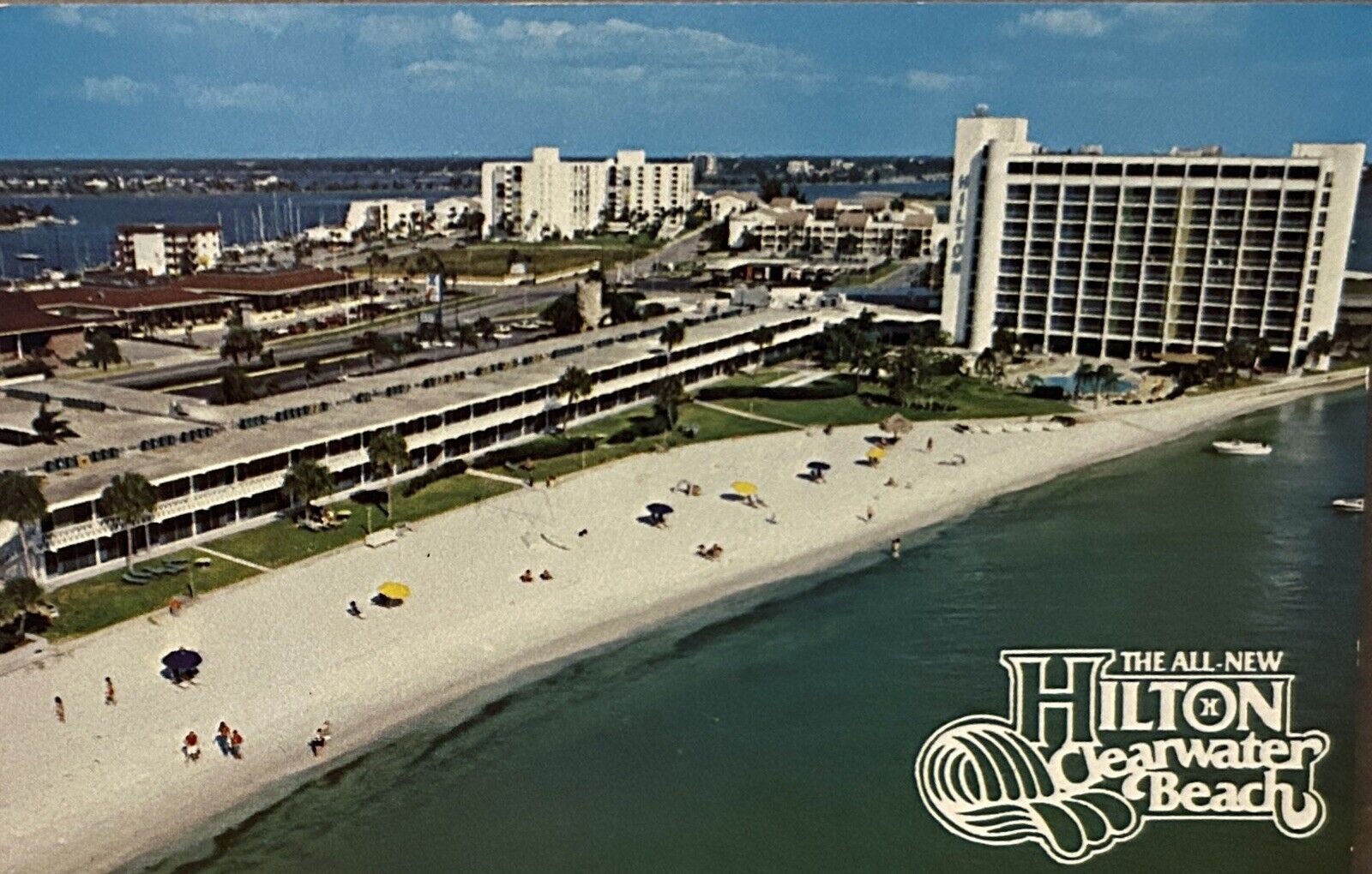 Postcard Florida Clearwater Beach Hilton Hotel Aerial View