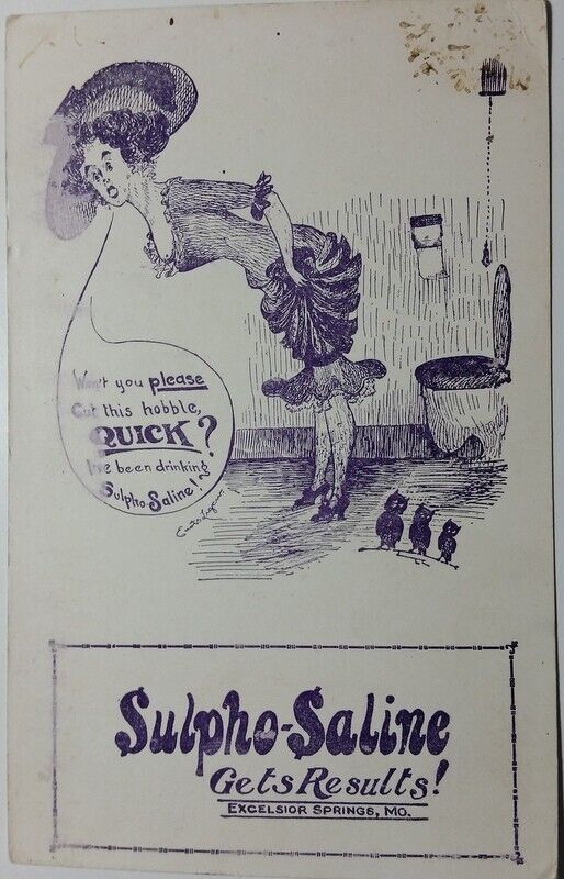 c1900 Sulpho-Saline Gets Results Adv Victorian Trade Card Excelsior Springs MO