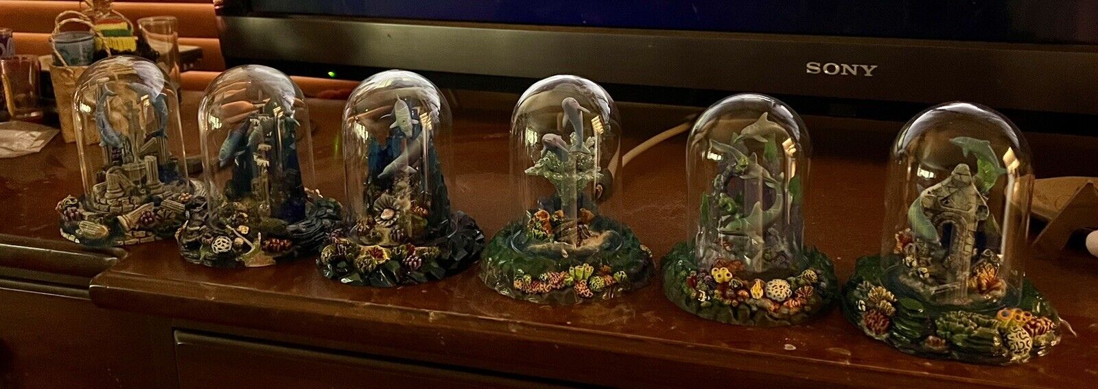 Franklin Mint Hand-Painted Limited Edition Dolphin Figurine Collection (6)